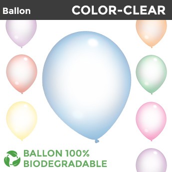 Ballon Uni Crystal, Latex 100% Naturel, 8 couleurs