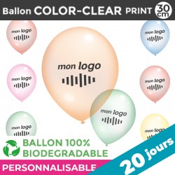 Ballon COLOR-CLEAR print 30cm | 20 Jours