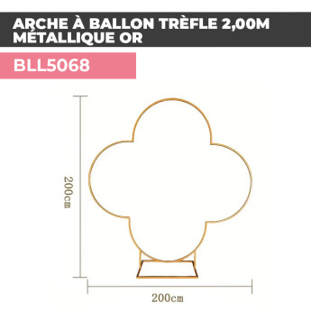 BL68 Arche à Ballon Trèfle 2,00m - Métallique Or