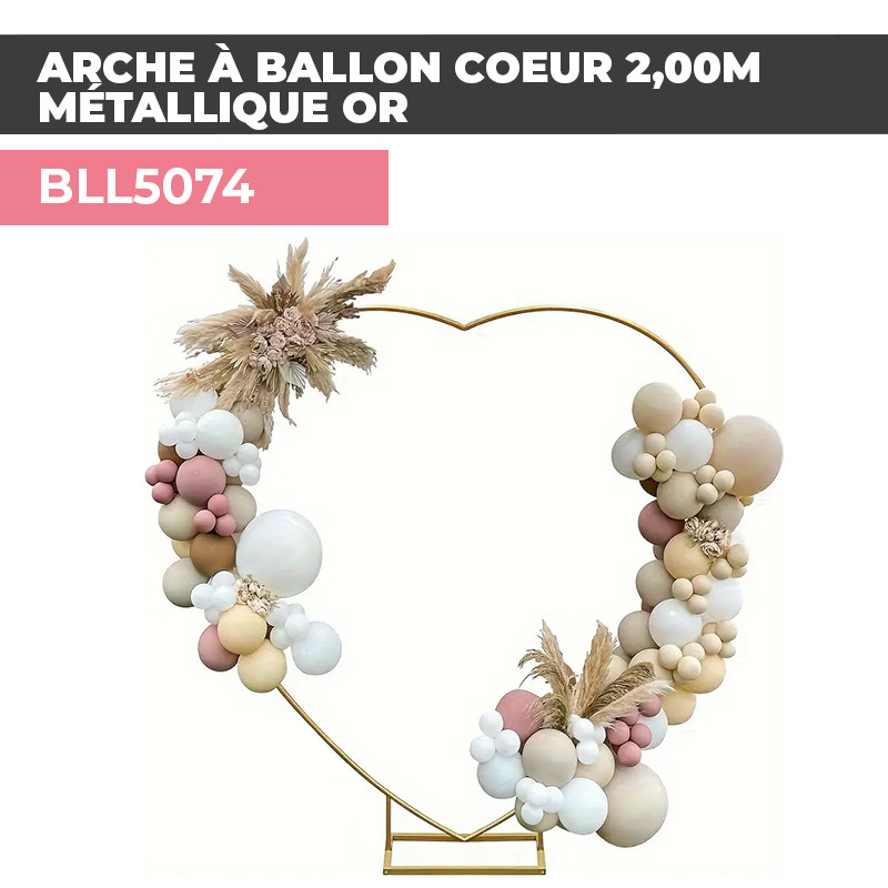 BL74 Arche à Ballon Coeur 2,00m - Métallique Or