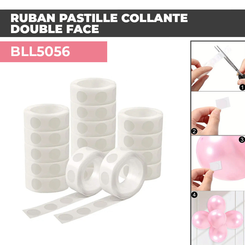 BL56 Ruban Pastille collante à Ballon - Double face